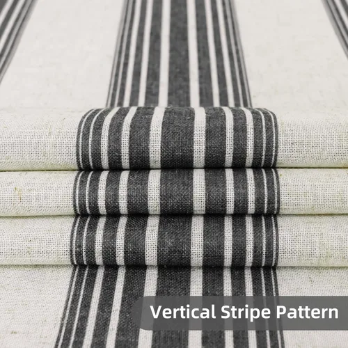 Vista 5 de DriftAway Chris Linen - Cortinas opacas con capa térmica y reductora de sonido, 63 pulgadas de largo para dormitorio, cortinas estampadas a rayas