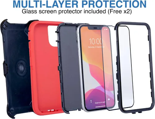 Vista 4 de Funda para iPhone 11 (6.1 pulgadas) con 2 protectores de pantalla Resistente cuerpo completo de grado militar protección contra caídas Funda