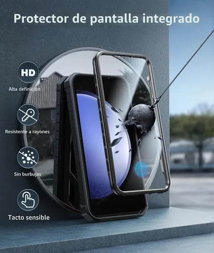 Vista 3 de FNTCASE para Samsung Galaxy S23-FE Funda: Funda protectora dura de grado militar con atril Protector de pantalla Funda protectora a prueba