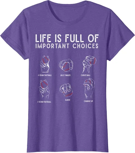Vista 28 de Tipos de béisbol Pitches Life Choices Jugador Camiseta