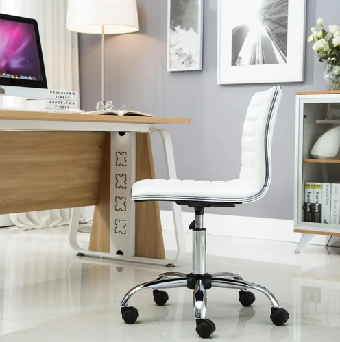 Vista 8 de Silla de trabajo acanalada sin reposabrazos, Blanco