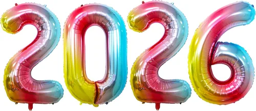 Vista 24 de GOER Globos de papel de aluminio 2026 para fiesta de Año Nuevo, suministros de fiesta, decoraciones de graduación (negro, 16 pulgadas)