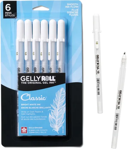 Vista 8 de SAKURA - Bolígrafos de tinta gel Gelly Roll - Puntas medias y gruesas para diario, arte o dibujo - Tinta blanca clásica - Puntas de tamaños variados