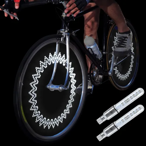 Vista 12 de DAWAY Luz de vástago de válvula de neumático de bicicleta A08 – Luces LED impermeables para rueda de bicicleta, lámpara intermitente de neón que