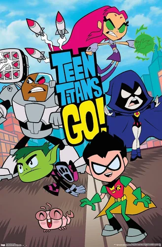 Vista 8 de Trends International DC Comics Teen Titans Go! - Póster de pared grupal, 22.4 pulgadas de largo x 14.7 pulgadas, versión enmarcada en madera