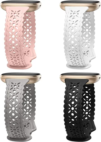 Vista 12 de Dirrelo Paquete de 4 bandas de encaje de silicona compatibles con bandas de Fitbit Sense/Bandas de Fitbit Versa 3 para mujer/Bandas de Fitbit Versa