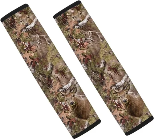 Vista 10 de LedBack Fundas para cinturón de seguridad de coche con diseño de bandera americana y camuflaje, paquete de 2, almohadilla universal para cinturón