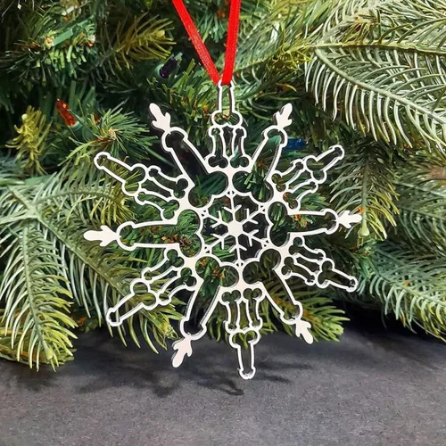 Vista 6 de Adorno de copo de nieve con pene - El adorno más divertido del siglo, divertido adorno de copo de nieve para árbol de Navidad, espejo retrovisor