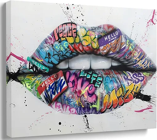 Vista 16 de MGSBCXN Arte de Pared en Lienzo Colorido Graffiti Banksy Póster Impresiones Un Niño Detrás de la Cortina Imagen Obra de Arte Abstracto Arte