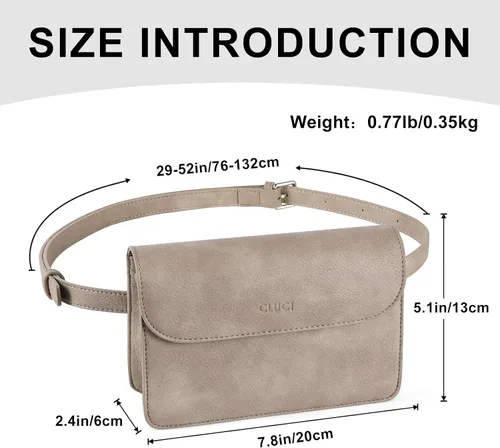 Vista 4 de CLUCI Riñoneras para mujer, bolsa cruzada de cuero vegano con correa ajustable, bolsa de cintura de moda, Gris