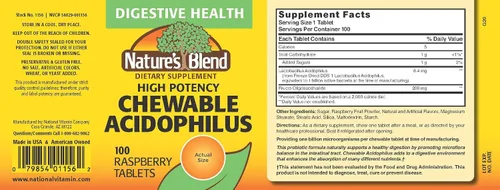 Vista 2 de Nature's Blend Suplemento probiótico Acidophilus - 100 cápsulas de alta potencia - Salud digestiva, equilibrio de la flora intestinal
