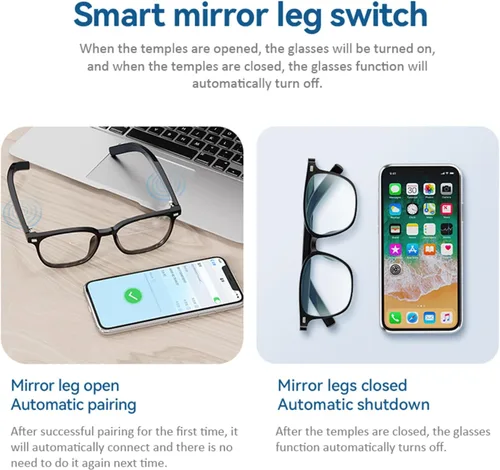 Vista 5 de IVY Gafas Bluetooth inteligentes TWS 2024, asistentes de voz, llamadas, encendido/apagado automático, fotografía remota, efectos de sonido inmersivos