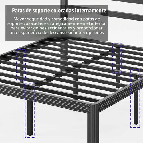 Vista 7 de ZIYOO Marco de cama de plataforma de metal individual de 18 pulgadas con cabecero, base de cama de listones de acero resistente de 1000 libras