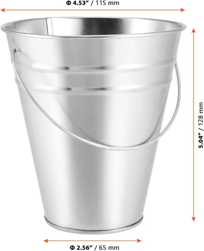 Vista 2 de SINJEUN Paquete de 30 cubos de metal galvanizado de 4.5 x 5 pulgadas, cubos metálicos plateados con asa, mini cubos de hojalata para manualidades