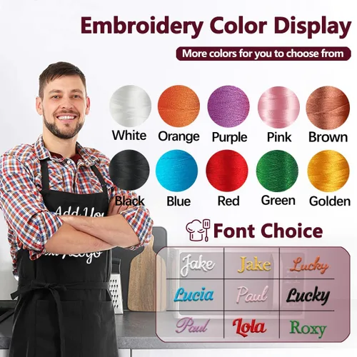 Vista 2 de Ulico Delantal de chef personalizado con nombre bordado, delantales personalizados para hombres y mujeres, delantal personalizado, sombrero