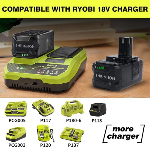 Vista 5 de Batería de repuesto de 6.0Ah 18V para Ryobi 18 V, iones de litio, compatible con Ryobi 18 Voltios ONE+ Plus Herramientas eléctricas inalámbricas
