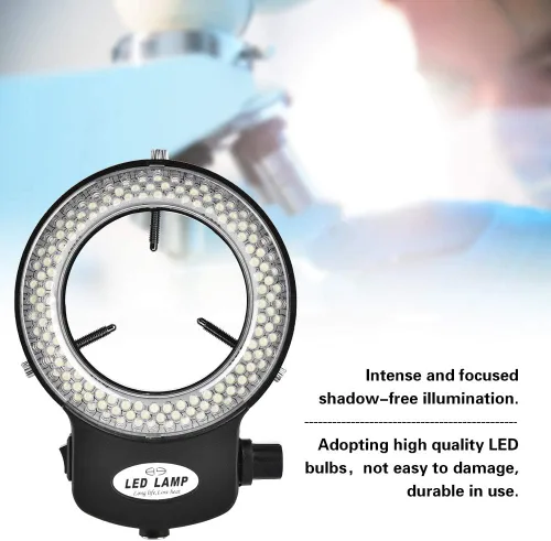 Vista 3 de Yoidesu Luz de anillo de microscopio,Anillo de luz LED 144 para microscopio y cámara estéreo,Luz de anillo de microscopio ajustable, con adaptador