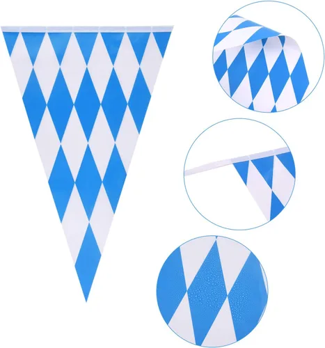 Vista 3 de TUPARKA Bandera de banderín bávaro de 98 pies para el Oktoberfest, decoraciones para el Oktoberfest, suministros para fiestas