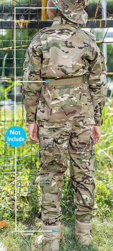 Vista 3 de H World Shopping Tactical Airsoft - Ropa para niños BDU caza militar camuflaje uniforme de combate