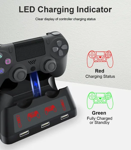 Vista 5 de Estación de carga para controlador PS4, estación de carga 4 en 1 PS VR Motion Move Controller, cargador de controlador rápido Playstation 4