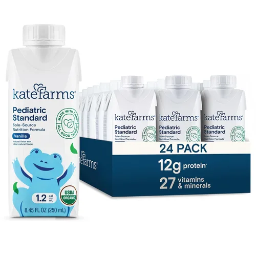 Vista 13 de KATE FARMS - Batido de nutrición pediátrica orgánica de chocolate alto en calorías 1.2, 12g de proteína, 27 vitaminas y minerales, reemplazo