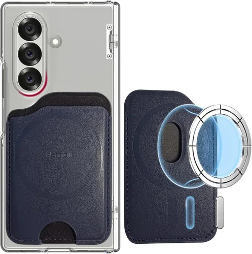 Vista 13 de Miimall for Leather MagSafe Wallet for Samsung Galaxy S26/S25 Series, Z Fold 7/6, Dual Magnet on Both Sided Phone Wallet for Google Pixel