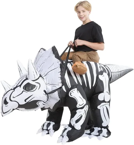Vista 7 de HSCTEK Disfraz inflable de dinosaurio esqueleto para niños T-Rex