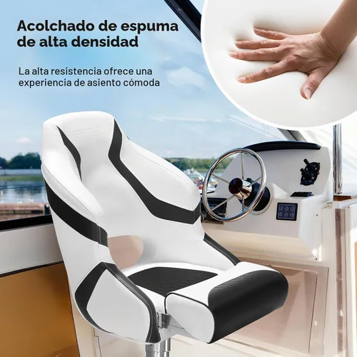 Vista 4 de PEXMOR Asiento de barco deportivo premium abatible para capitán con asiento de cubo para barco, cubierta de asiento de barco impermeable, bisagras