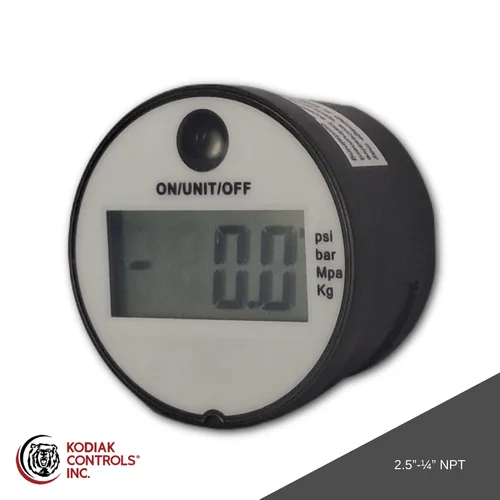Vista 2 de KCDG158145 Medidor de presión digital 0-145PSI/0-10BAR, 1/8" NPT, solo gas
