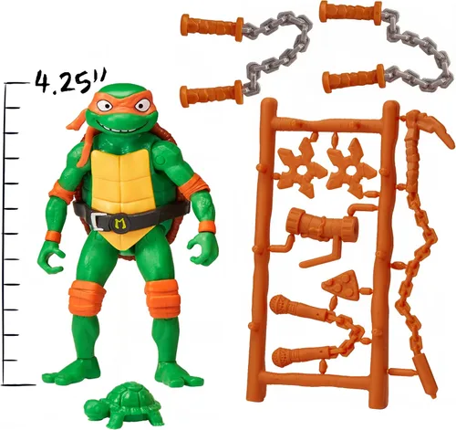 Vista 4 de Teenage Mutant Ninja Tortugas: Mutant Mayhem 4.25" Michelangelo Figura de acción básica por Playmates Toys