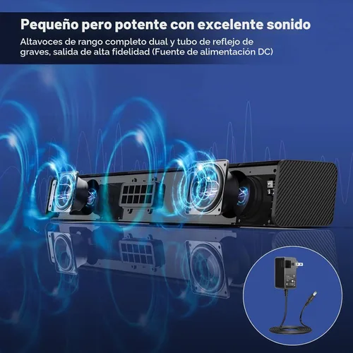 Vista 2 de Barra de sonido, BESTISAN Barra de sonido de 50 vatios con HDMI, óptico, AUX, USB, salida de subgraves y conexión Bluetooth, DSP, bajo ajustable, 16