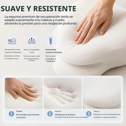 Vista 3 de Almohada para el cuello de nube, almohada de contorno de espuma Gris