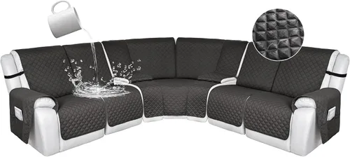 Vista 168 de HDCAXKJ Fundas de sofá seccional reclinable 100% impermeable, forma de L, funda de sofá reclinable lavable acolchada suave para mascotas, perro