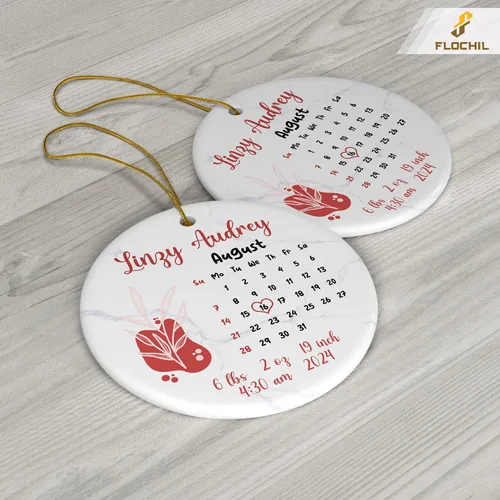 Vista 2 de FLOCHIL Adorno personalizado para la primera Navidad del bebé 2024 para niña, adorno personalizado de primera Navidad para bebés 2024 con nombre
