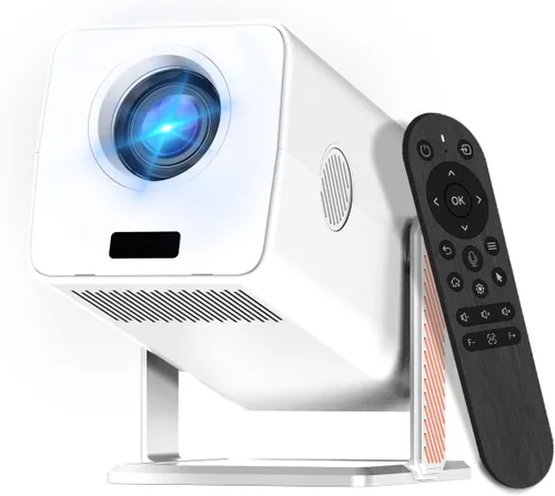 Vista 8 de Mini proyector 4K compatible con WiFi 6 y Bluetooth 5.0, altavoz de 4 W, Keystone vertical automático proyector portátil giratorio de 45°