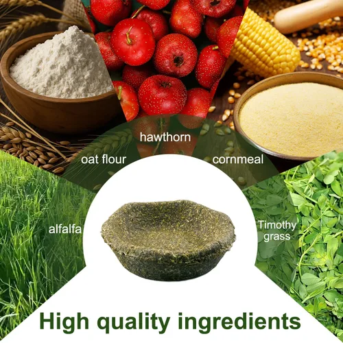 Vista 5 de Paquete de 5 cuencos masticables de heno de Timothy peludo para conejillos de indias y conejitos, comida comestible para conejillos de indias