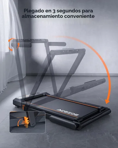 Vista 8 de Acezoe Foldable Walking Pad Treadmill with Handle Bar, Bluetooth Speaker Negro Amarillo