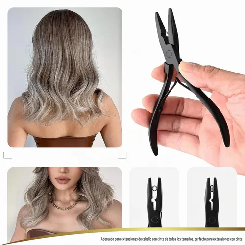 Vista 7 de EHDIS Alicates de extensión de cabello, alicates multifuncionales de microenlaces, herramienta de extensión de cabello para microenlace, micro