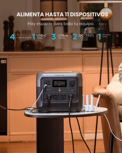 Vista 9 de EF ECOFLOW Estación de energía portátil RIVER 2 Pro, batería LiFePO4 de 768 Wh, carga rápida de 70 minutos, 4 salidas de CA de 800 W