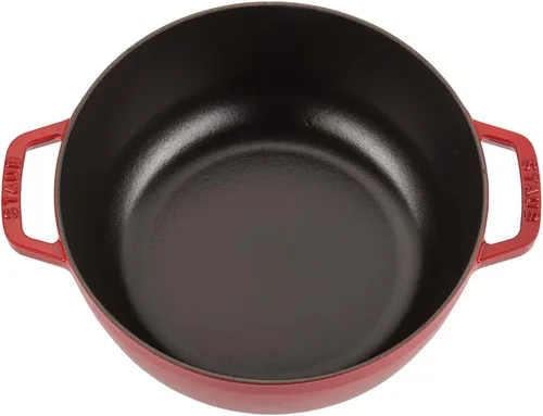 Vista 3 de Staub Horno holandés de hierro fundido, 3.75 cuartos de galón, sirve 3-4, fabricado en Francia, cereza