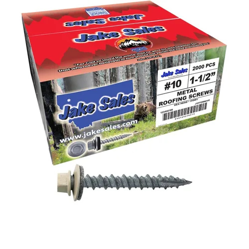 Vista 48 de 10 tornillos para techos de metal gris ABC de 1-1/2 pulgadas, cabezal de arandela hexagonal, arranque automático/roscado, arandela EPDM. 1 bolsa