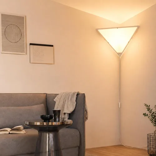 Vista 11 de Lámpara de esquina de lino con interruptor, lámparas de techo de esquina para sala de estar, lámpara de techo enchufable para áreas oscuras, lámpara