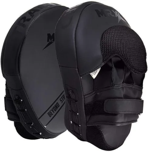 Vista 8 de MRX Gel Tech - Gancho de boxeo y almohadillas de Jab MMA Focus Guantes de entrenamiento Thai Kick Strike Shield Curvo Negro/Blanco