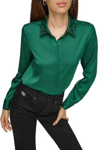 Vista 5 de Karl Lagerfeld Paris Blusa con cuello con ojales para mujer