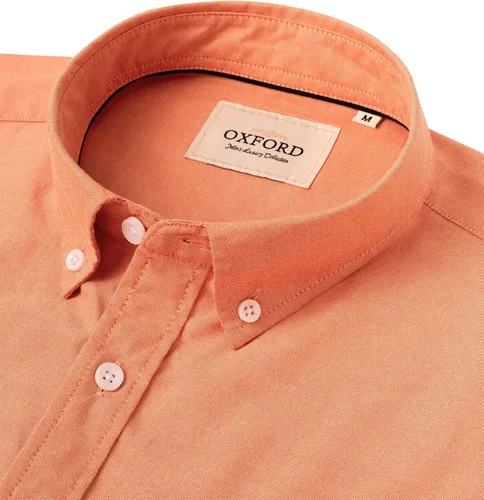Vista 2 de Alimens & Gentle Camisa Oxford de manga corta para hombre, ajuste regular, cuello abotonado, con bolsillo