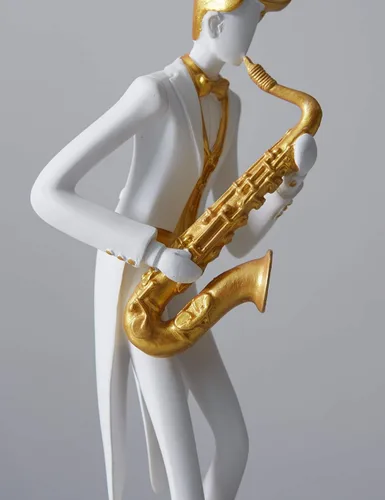 Vista 9 de HAUCOZE - Estatua de saxofón para decoración musical, estatua de músico, 10 pulgadas Modern Arts, Home Gift for Studio Living Room Office, for