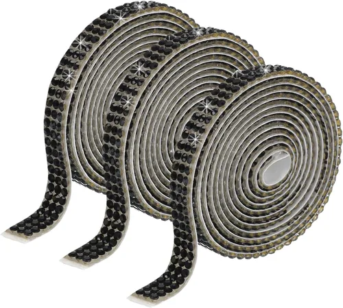 Vista 18 de MECCANIXITY 3 rollos de cinta de diamantes de imitación autoadhesiva de 3 yardas y 0.315 in para proyectos de artes y manualidades, pasteles de Beige