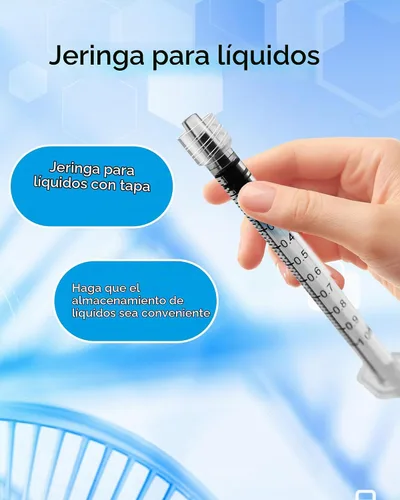 Vista 9 de Jeringa Luer Lock de 1ml sin aguja - Jeringas de plástico de 1cc, estériles, selladas individualmente, paquete de 10