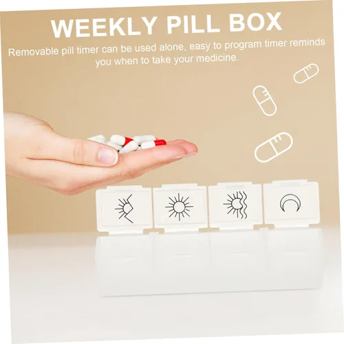 Vista 8 de 7 mini pastilleros reloj despertador de viaje Mini reloj despertador caja de bloqueo para contenedores de medicamentos 7 días caja de píldoras caja