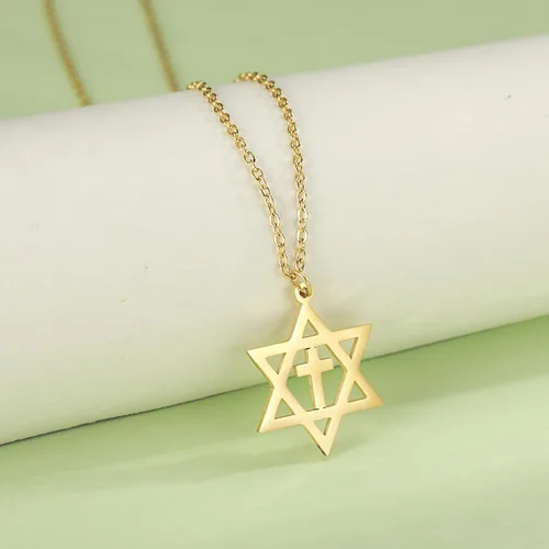 Vista 6 de EUEAVAN Collar con dije de estrella de David para mujer, con dije hexagonal, amuleto, simbólico, judío, Israel, religioso, David, joyería de regalo
